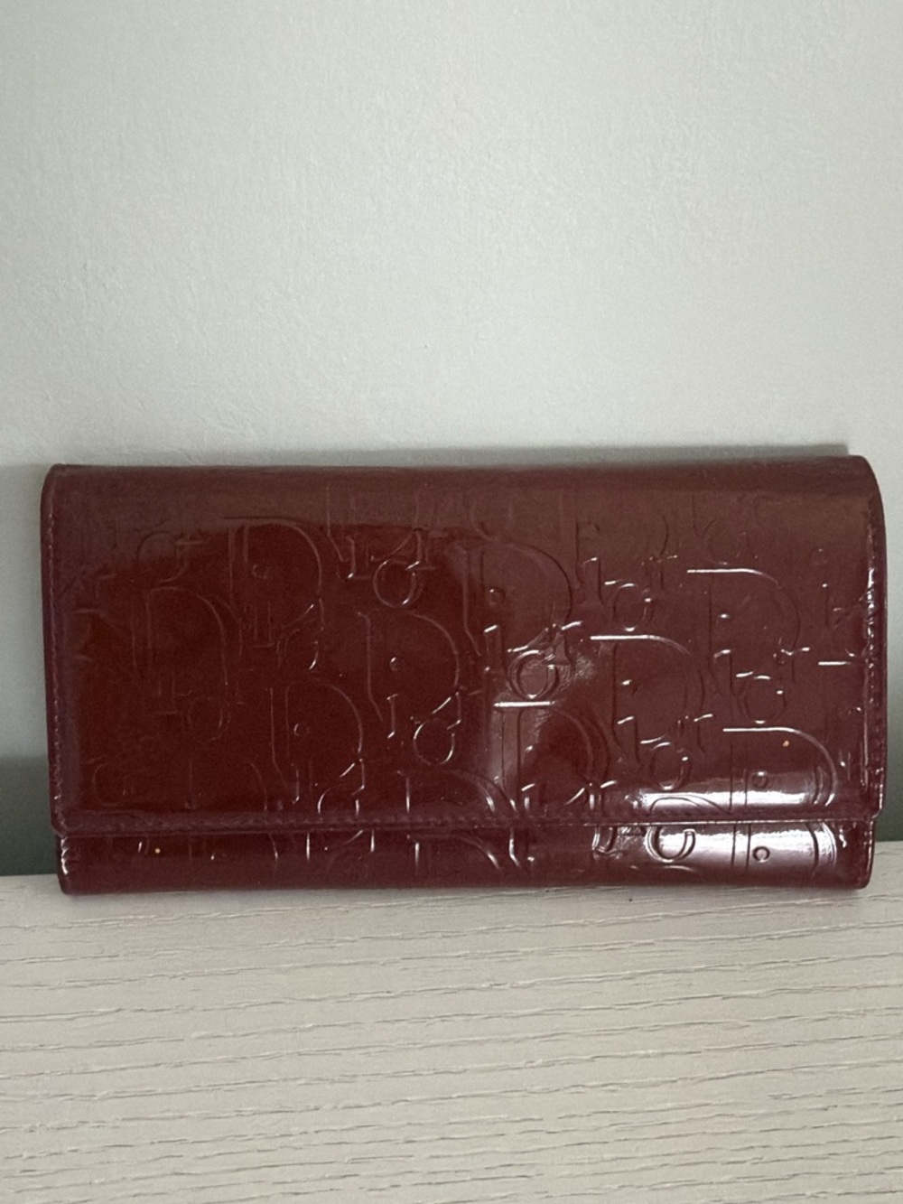 Dior Burgundy Patent Leather Long Wallet